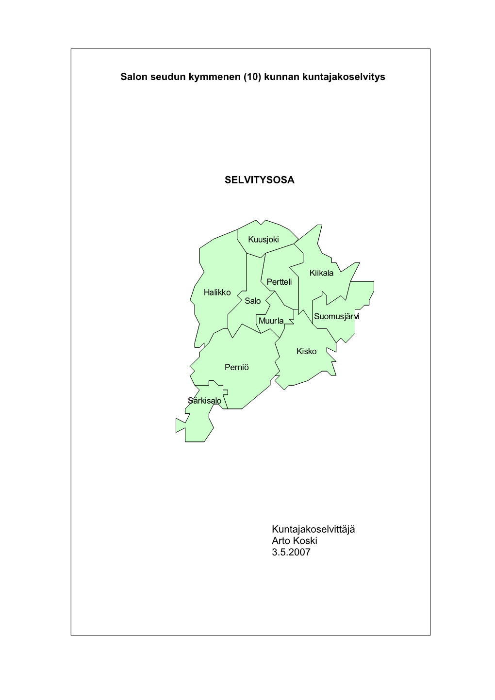 Kuntajakoselvitys, Selvitysosa (Pdf)