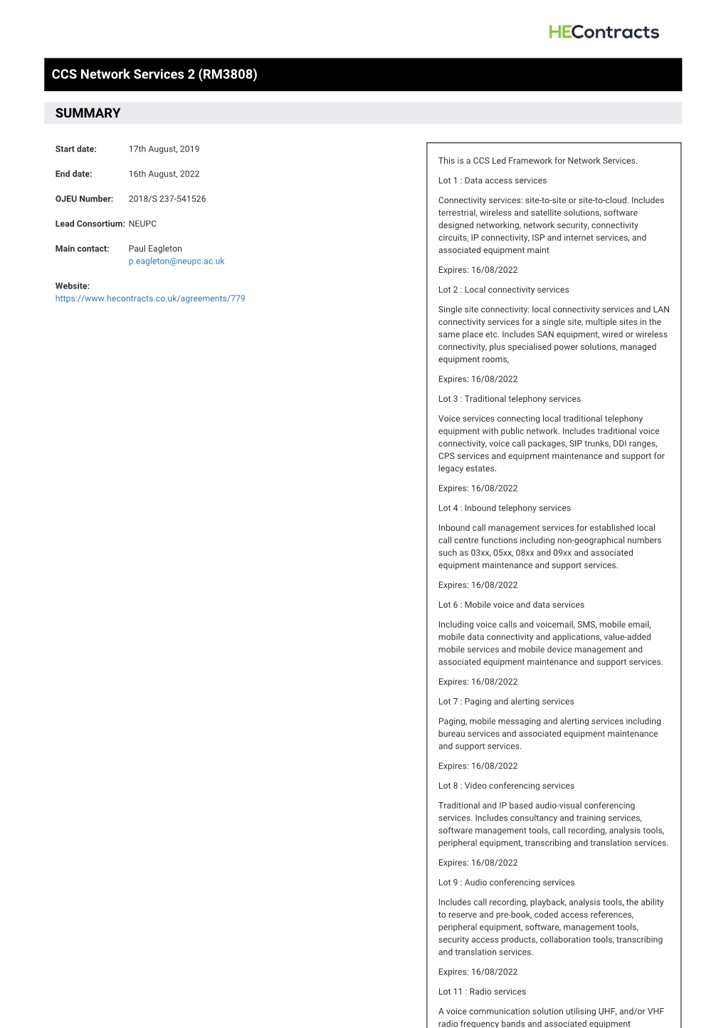 CCS Network Services 2 (RM3808)