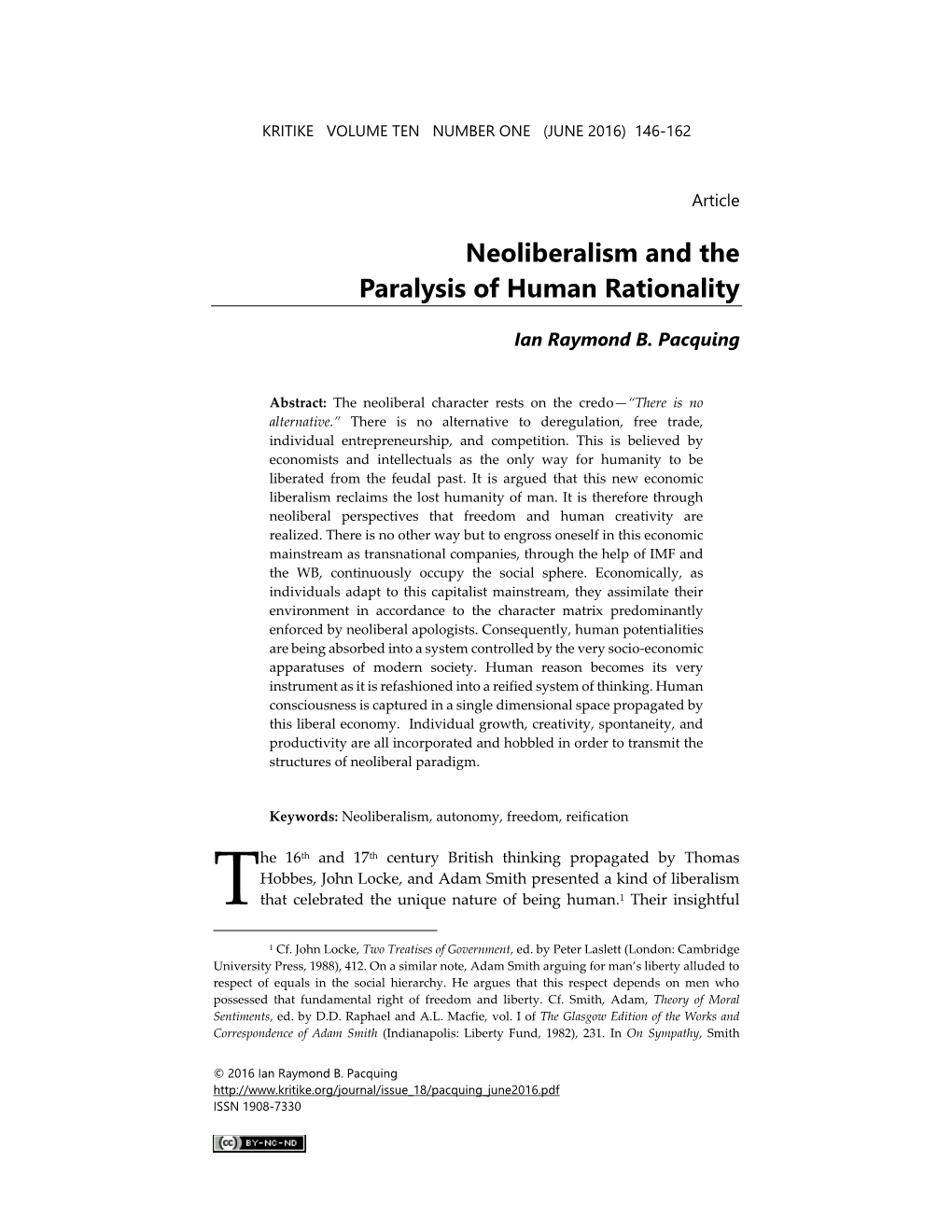 Neoliberalism and the Paralysis of Human Rationality