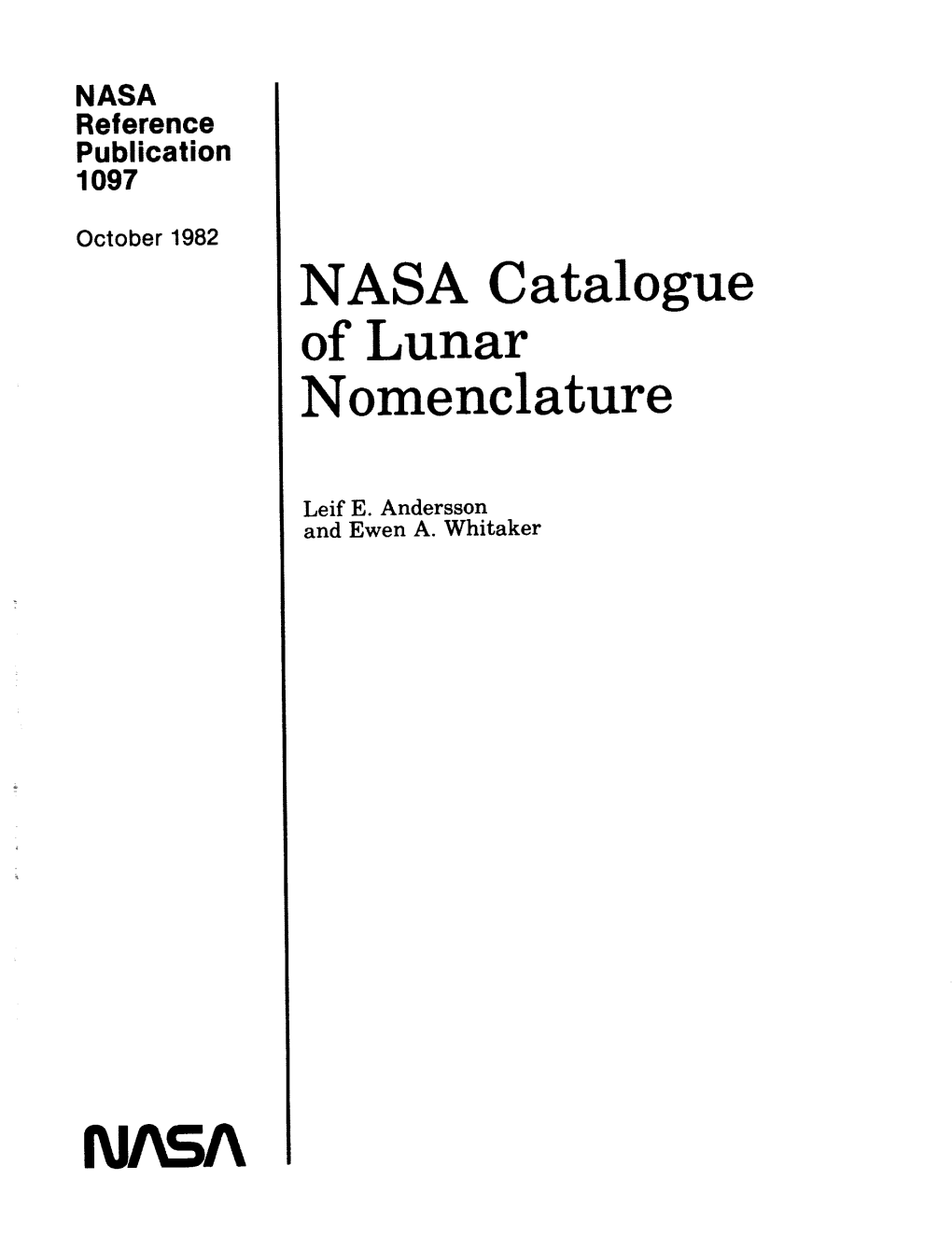 NASA Catalogue of Lunar Nomenclature