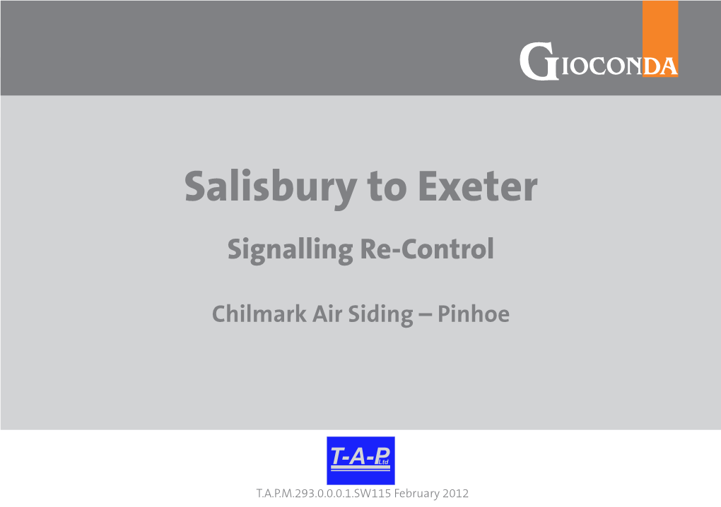 Salisbury to Exeter Signalling Re-Control