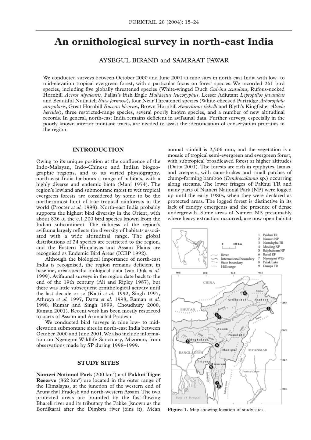 An Ornithological Survey in North-East India