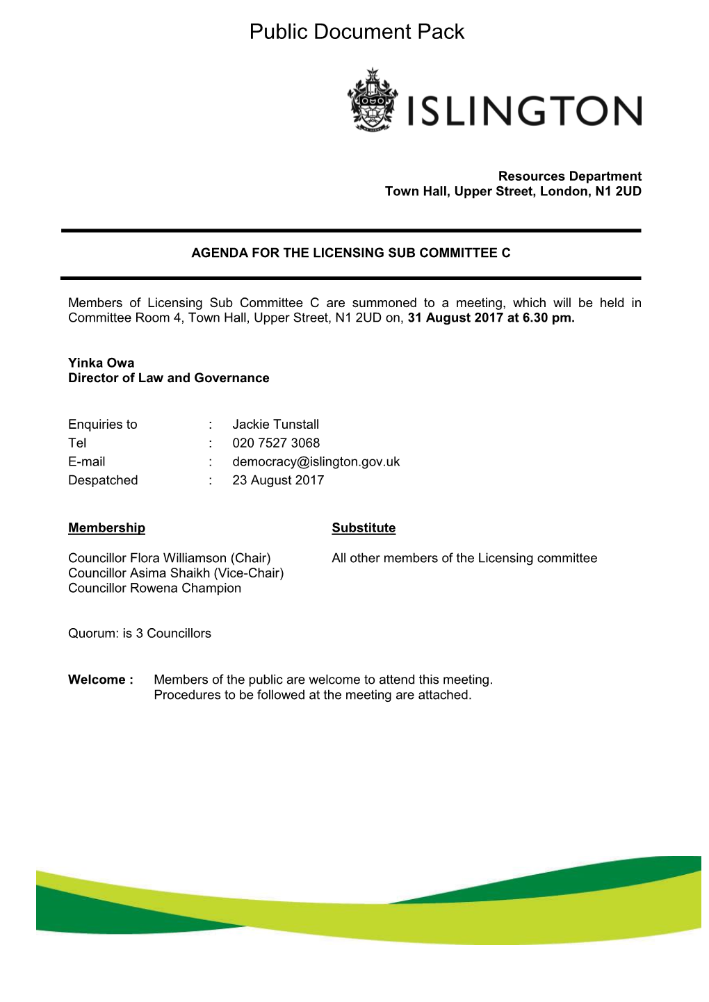 (Public Pack)Agenda Document for Licensing Sub Committee C, 31/08