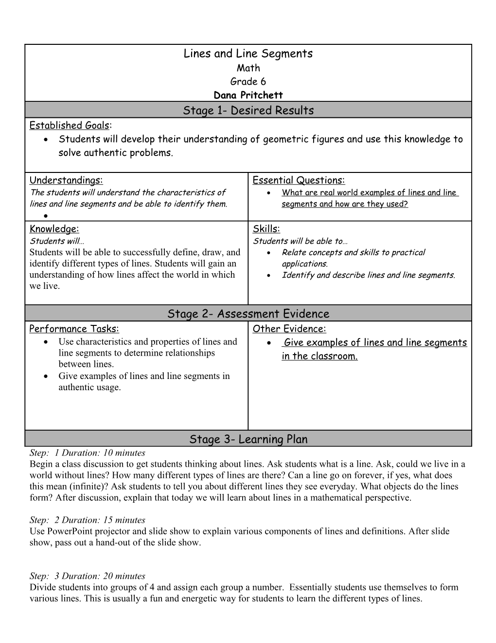 Stage 1- Desired Results s3