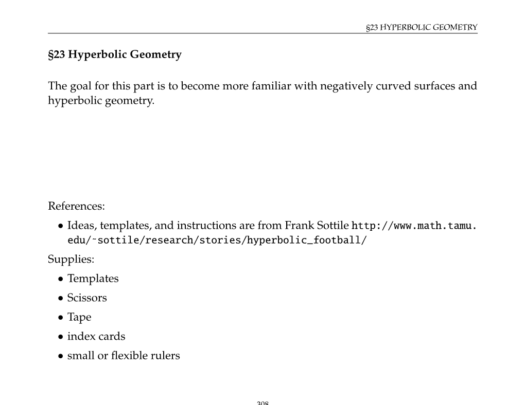 23 Hyperbolic Geometry §