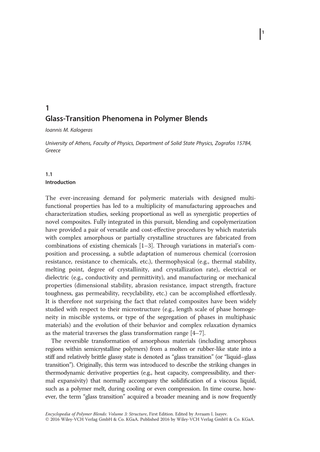 1 Glass-Transition Phenomena in Polymer Blends Ioannis M