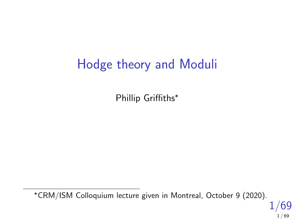 Hodge Theory and Moduli