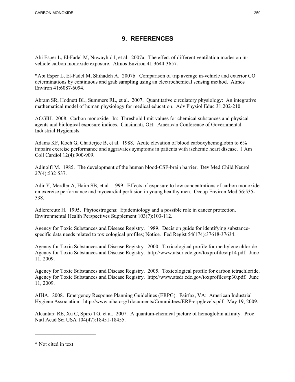 Toxicological Profile for Carbon Monoxide