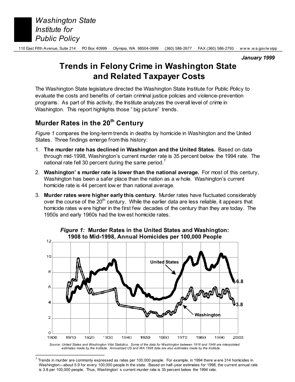 Trends in Felony Crime in Washington State and Related Taxpayer Costs