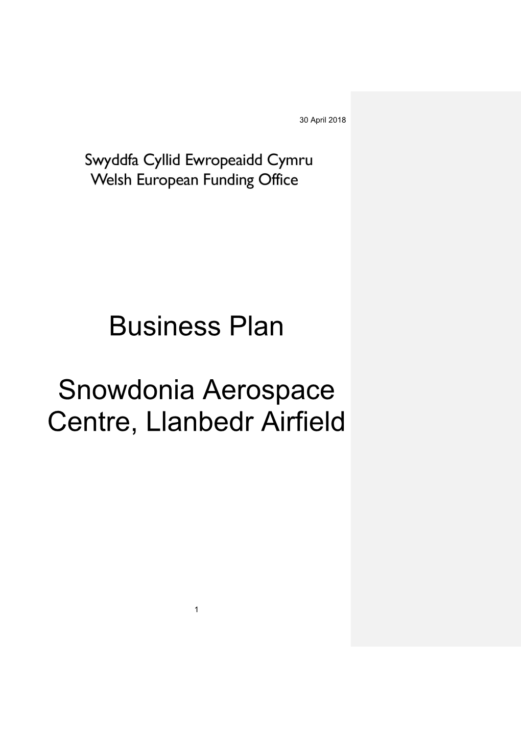 Business Plan Snowdonia Aerospace Centre, Llanbedr Airfield