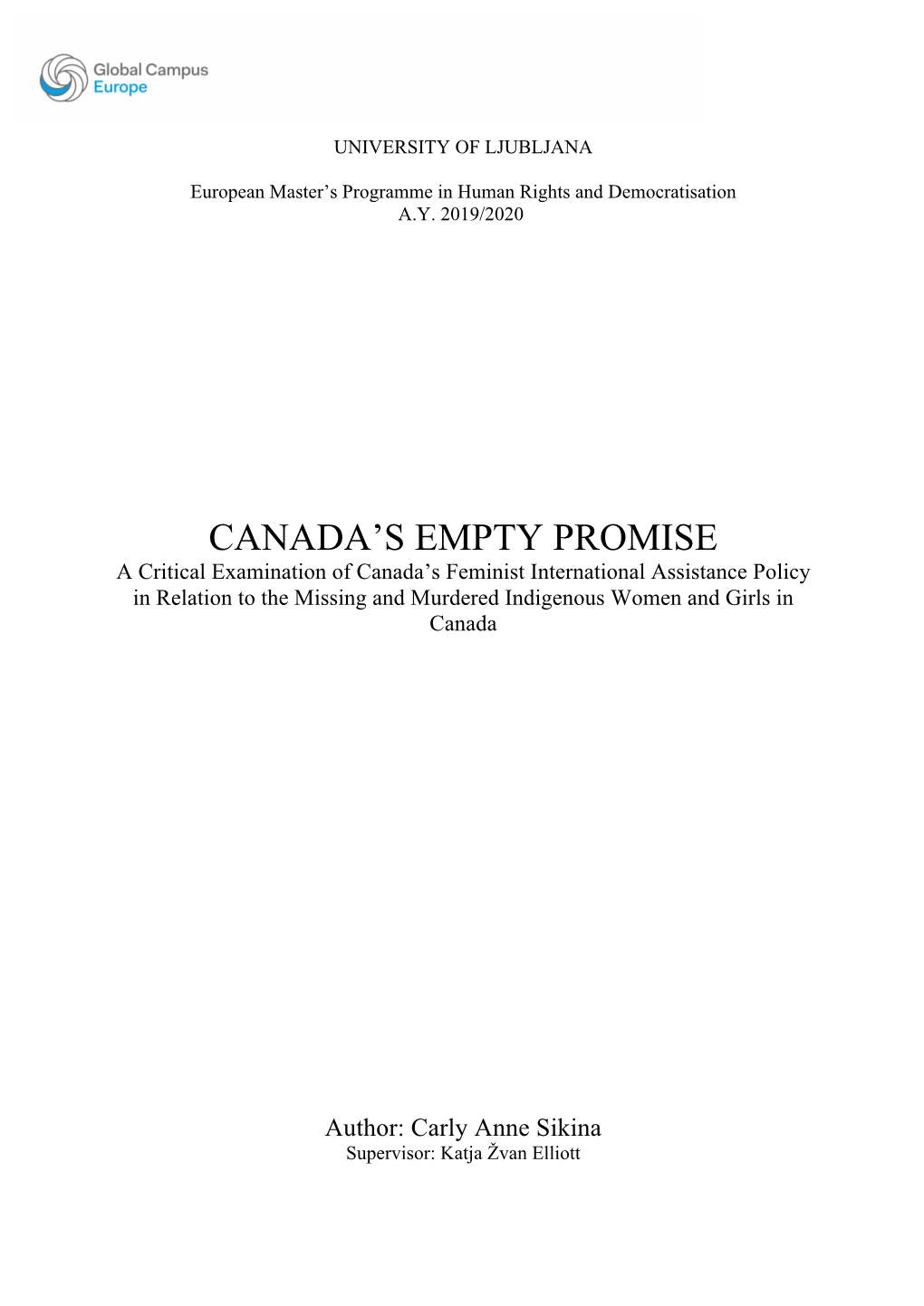 Canada's Empty Promise