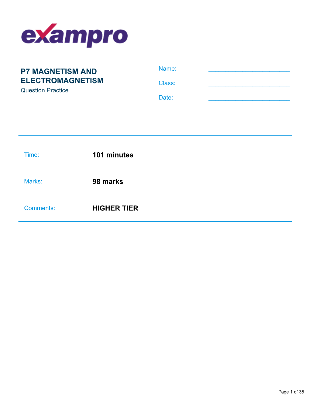 P7 Magnetism and Electromagnetism