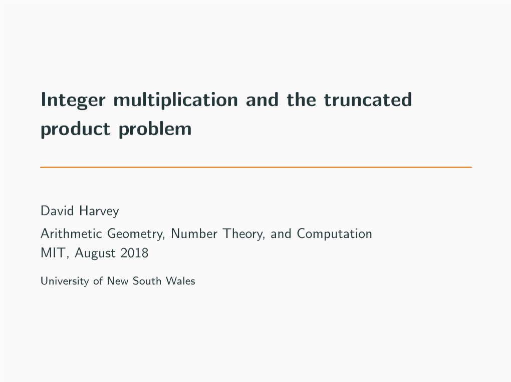 Integer Multiplication and the Truncated Product Problem