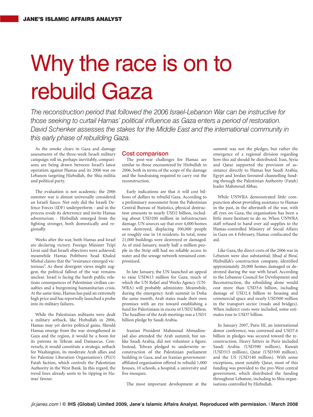 Why the Race Is on to Rebuild Gaza
