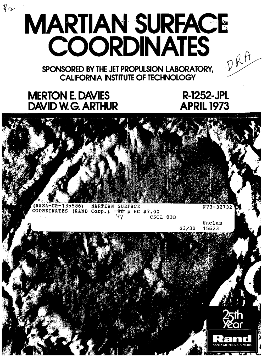 Coordinates Sponsored by the Jet Propulsion Laboratory, California Institute of Technology Merton E.Davies R-1252-Jpl David W.G