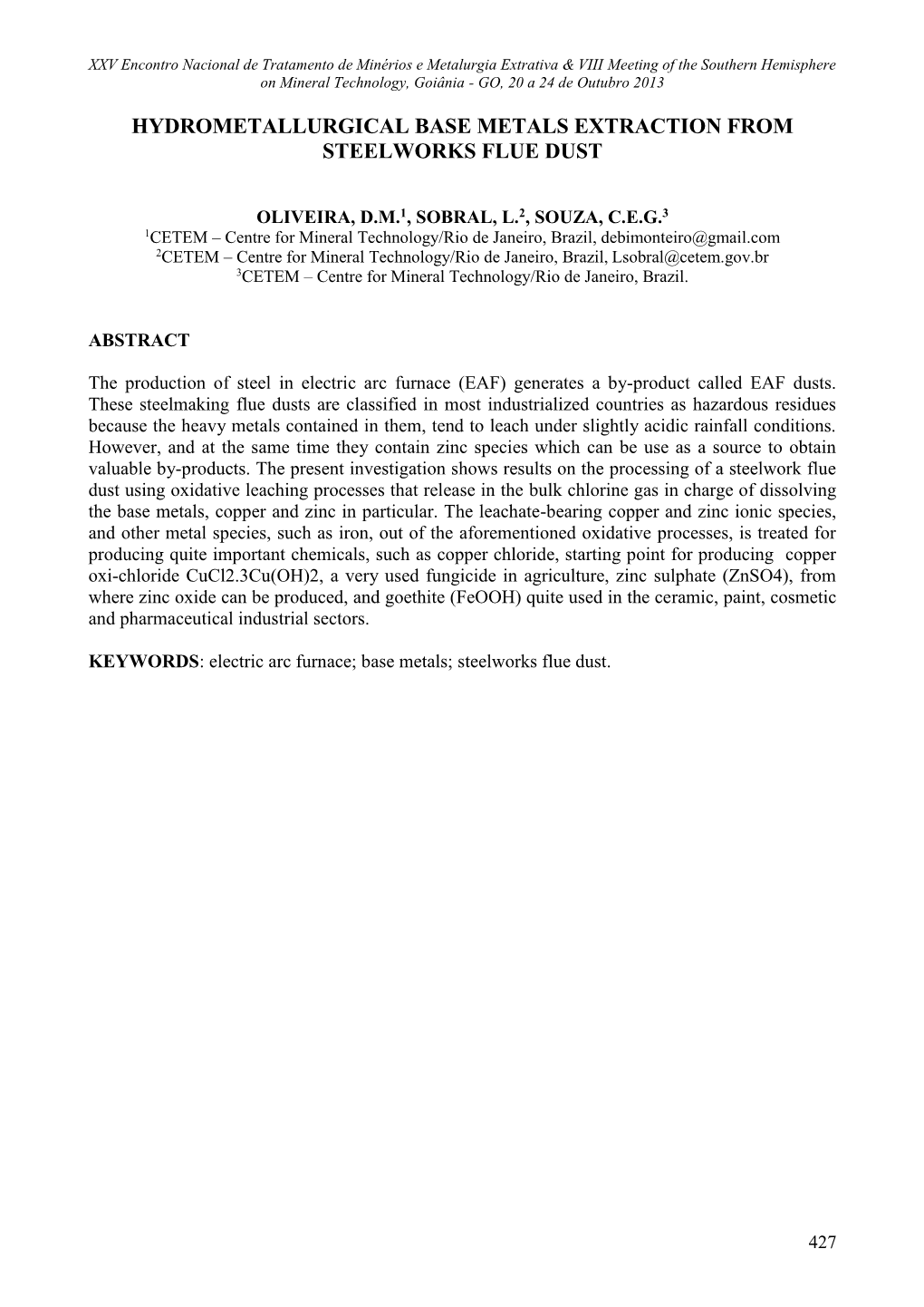 Hydrometallurgical Base Metals Extraction from Steelworks Flue Dust