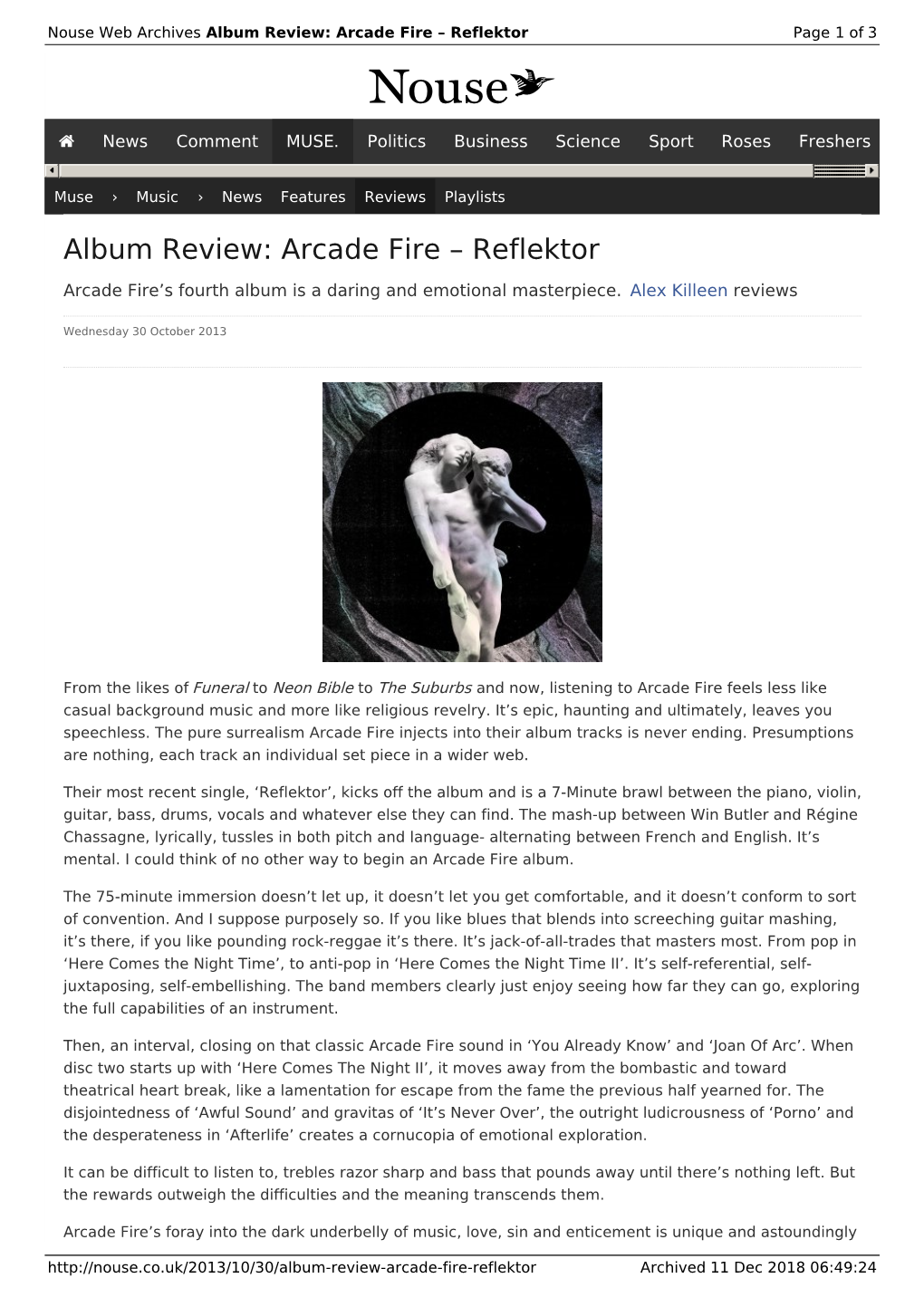 Album Review: Arcade Fire – Reflektor | Nouse