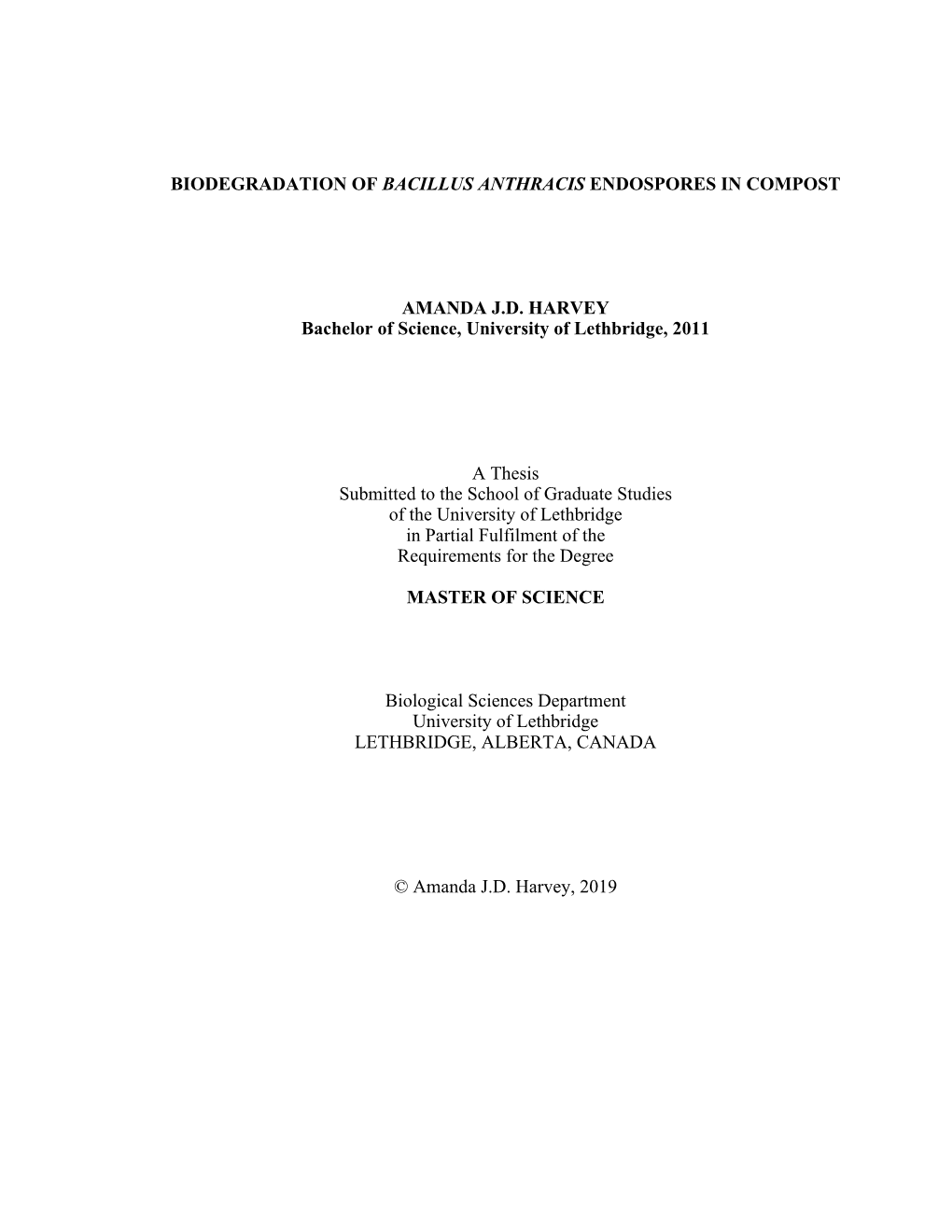 Biodegradation of Bacillus Anthracis Endospores in Compost