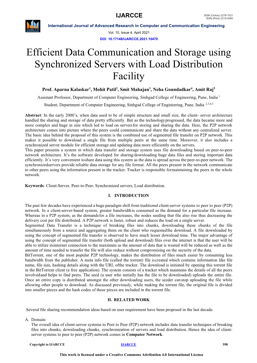 Efficient Data Communication and Storage Using Synchronized Servers with Load Distribution Facility