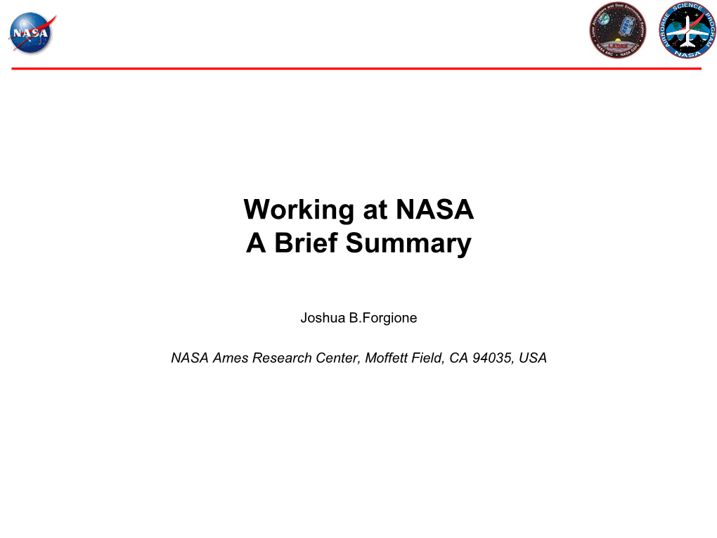 Working at NASA a Brief Summary