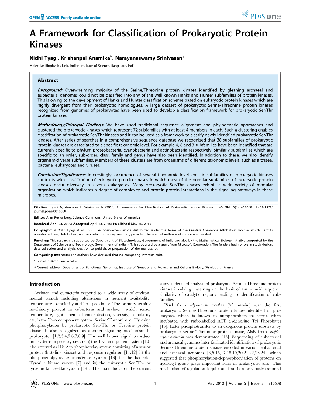 A Framework for Classification of Prokaryotic Protein Kinases