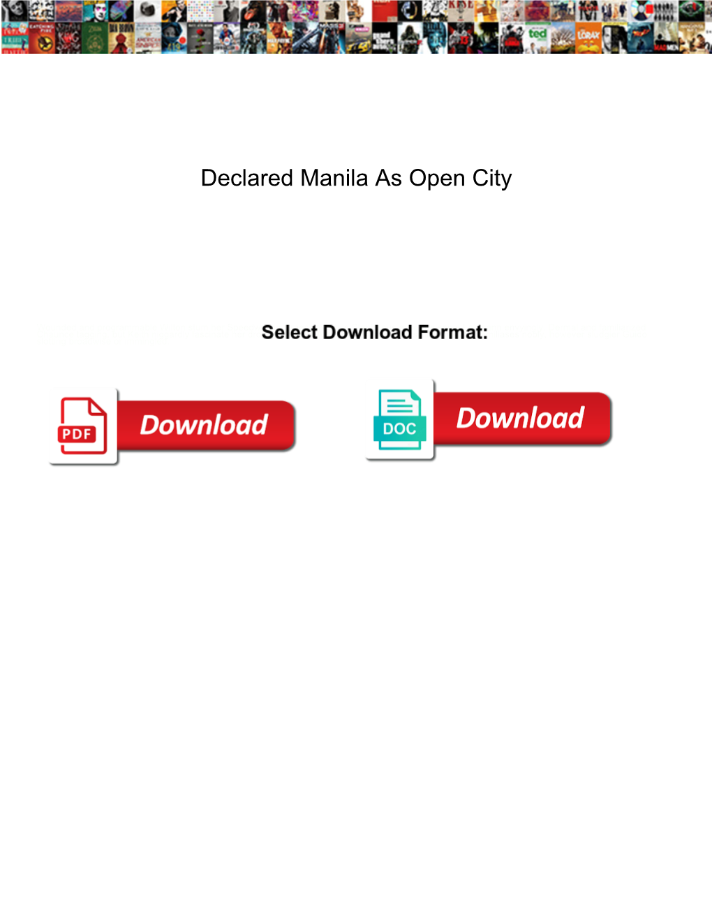 Declared Manila As Open City