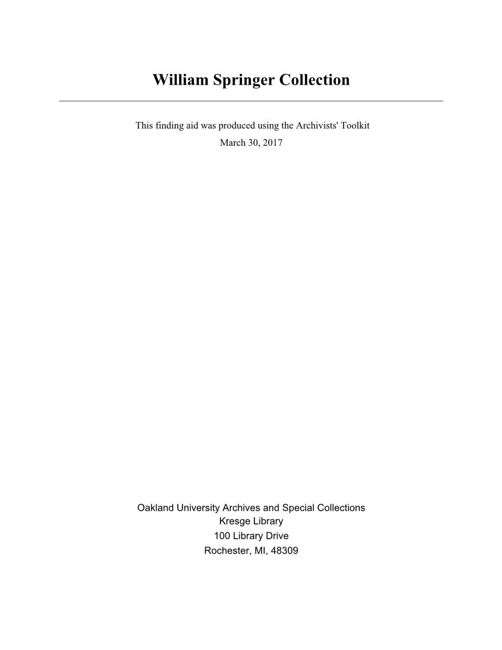 William Springer Collection