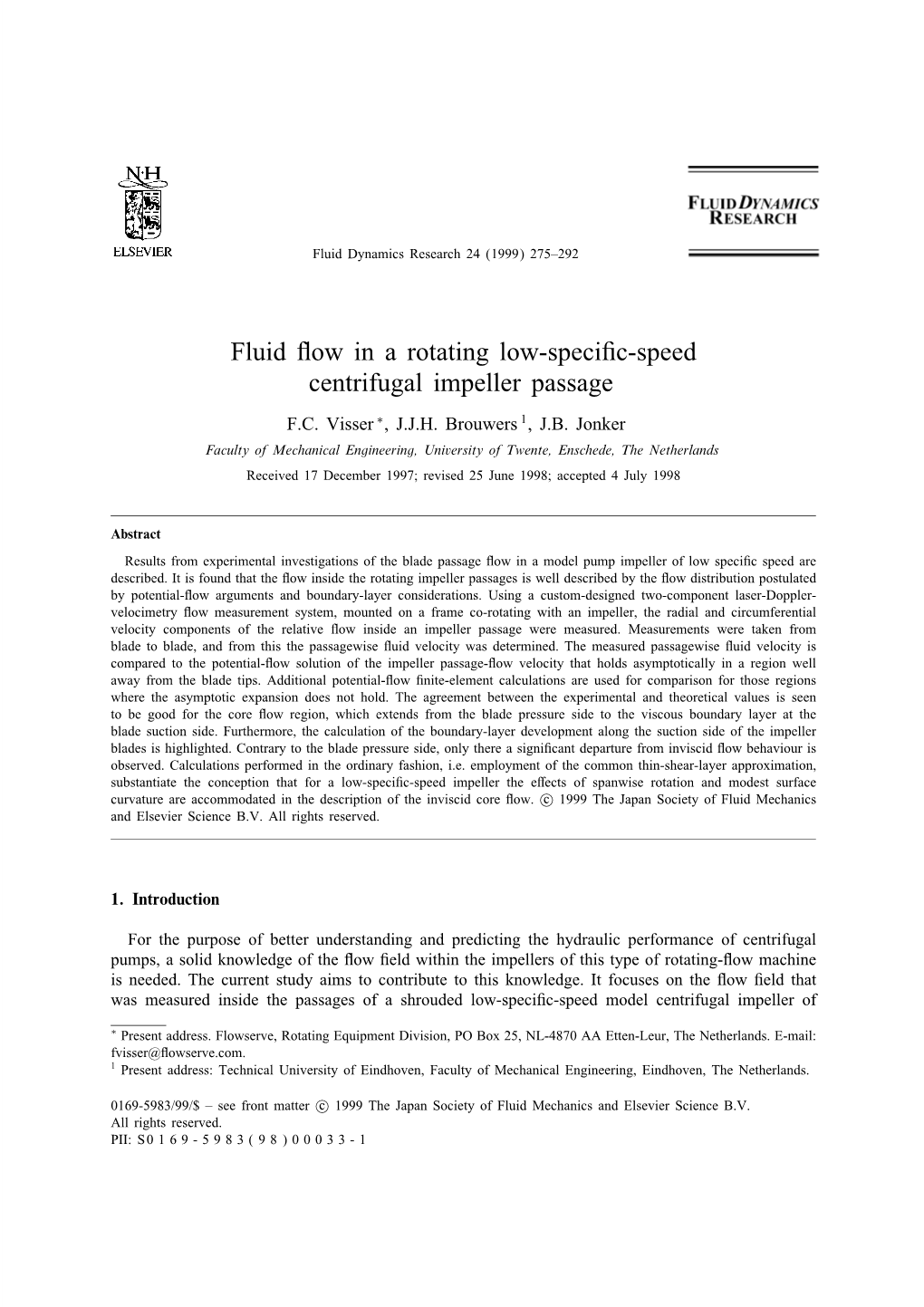 Fluid Ow in a Rotating Low-Specific-Speed Centrifugal