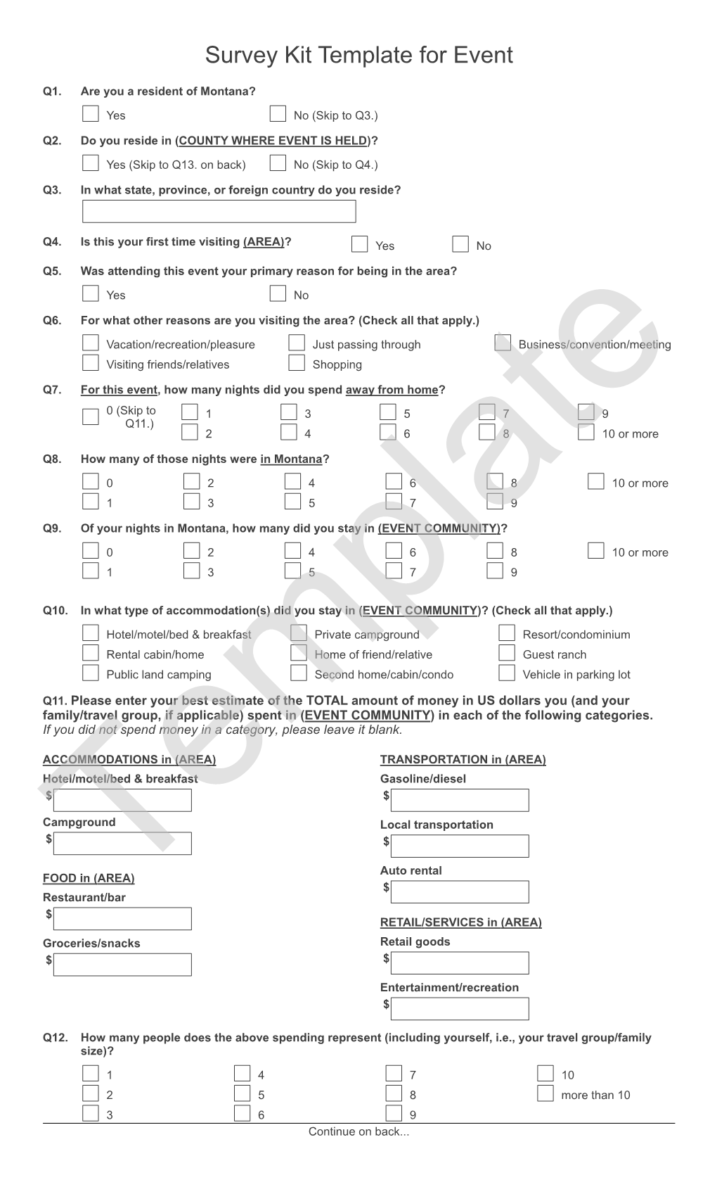 Survey Kit Template for Event