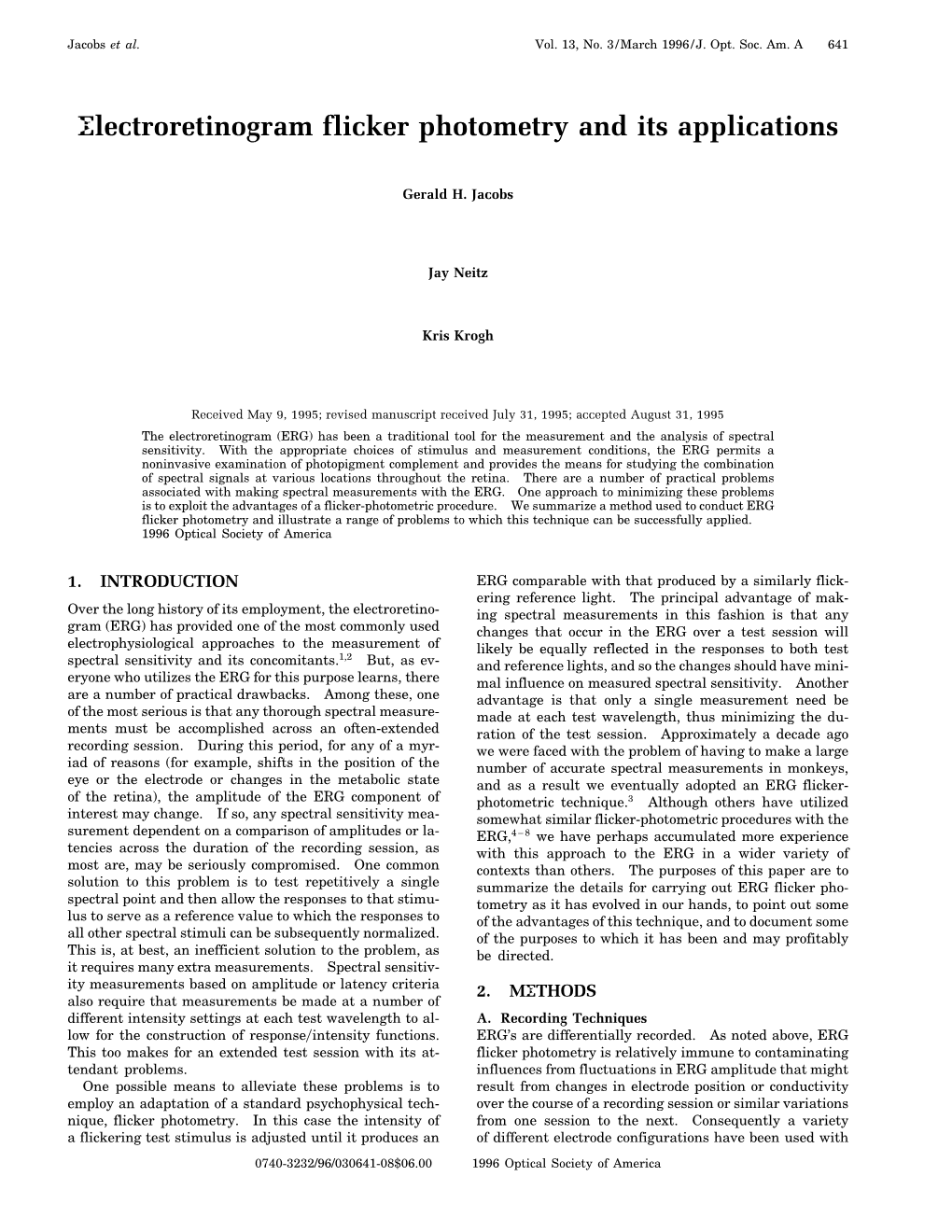 Electroretinogram Flicker Photometry and Its Applications