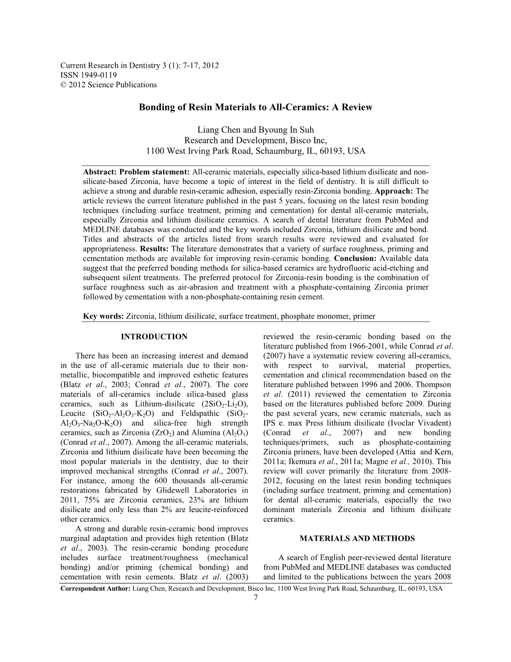 Bonding of Resin Materials to All-Ceramics: a Review