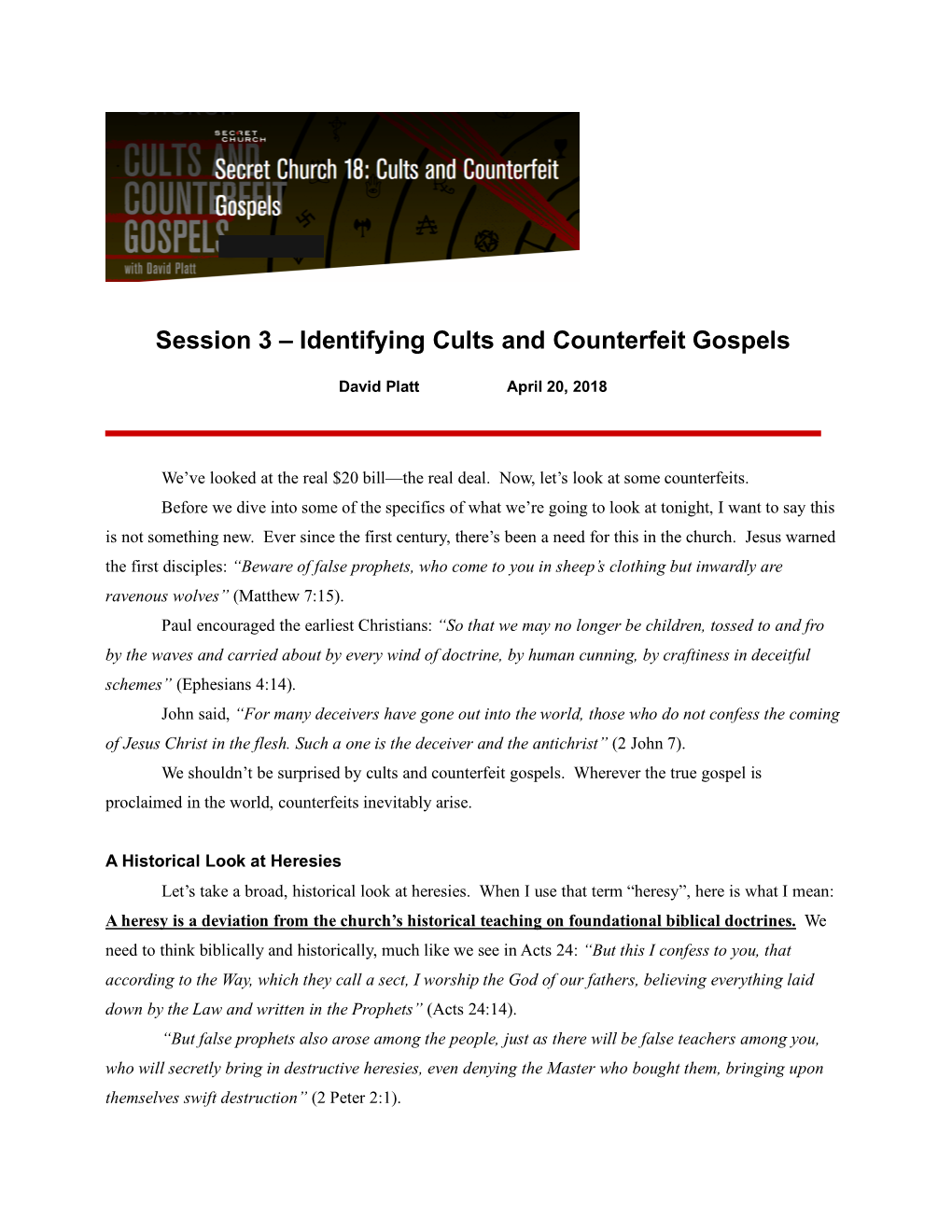 Session 3 – Identifying Cults and Counterfeit Gospels