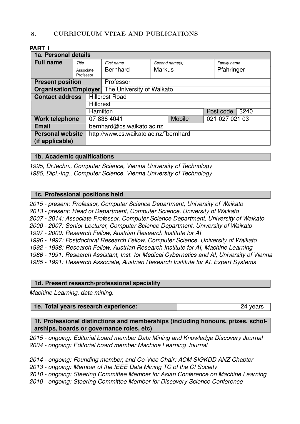 8. CURRICULUM VITAE and PUBLICATIONS PART 1 1A