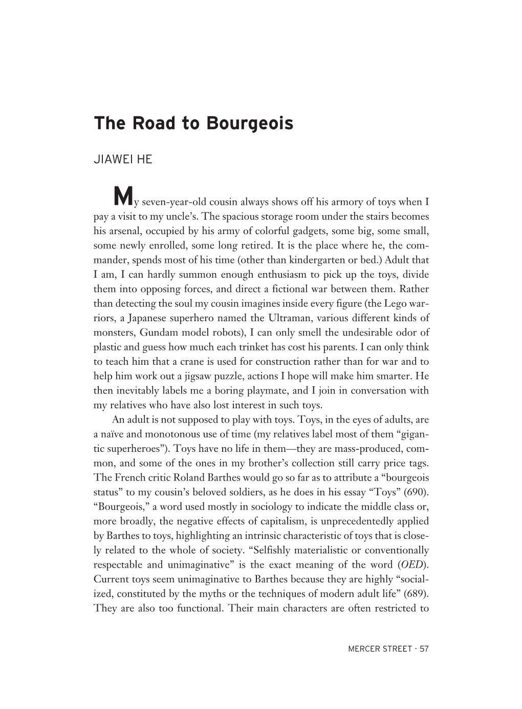 The Road to Bourgeois