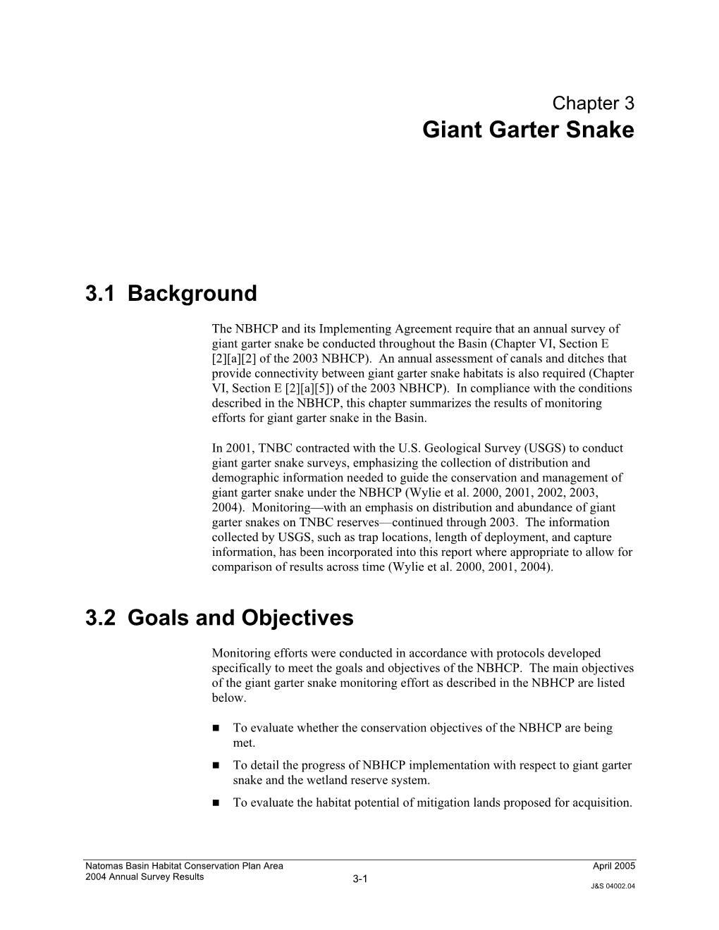 2004 Giant Garter Snake Monitoring Report