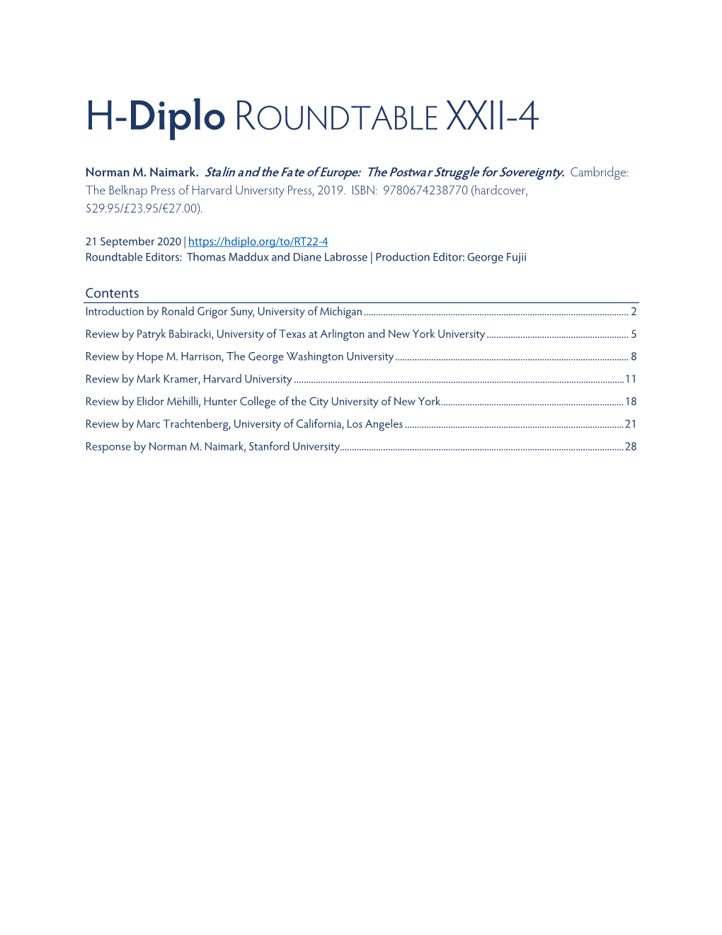 H-Diplo ROUNDTABLE XXII-4