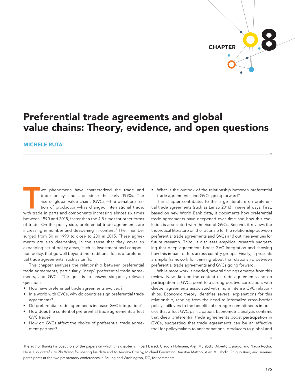 Chapter 8: Preferential Trade Agreements and Global Value Chains