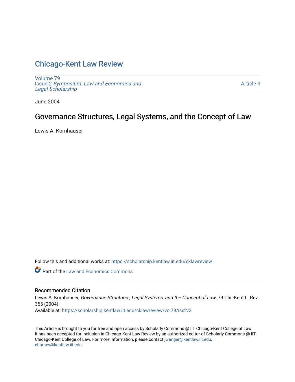 Governance Structures, Legal Systems, and the Concept of Law