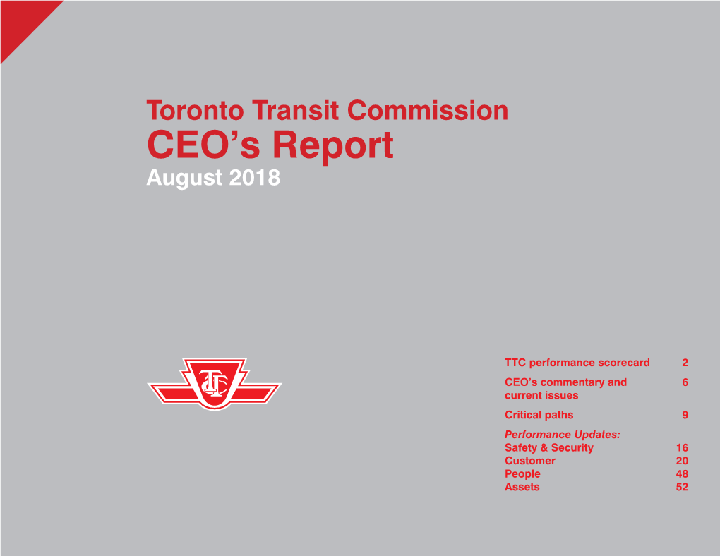 Toronto Transit Commission CEO’S Report August 2018