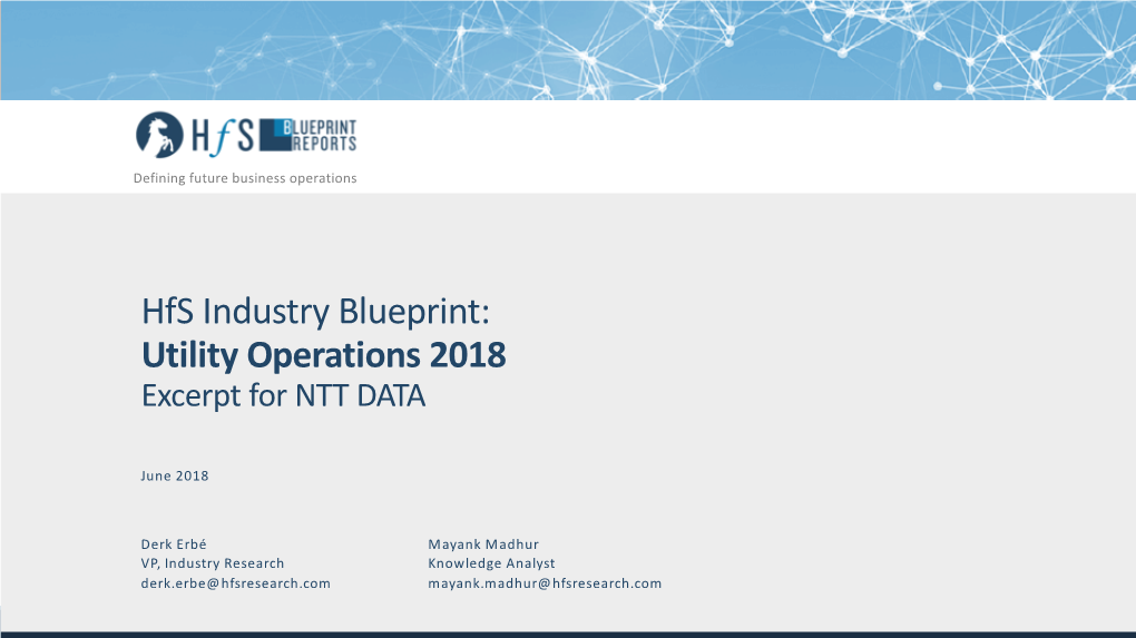 Hfs Industry Blueprint: Utility Operations 2018 Report