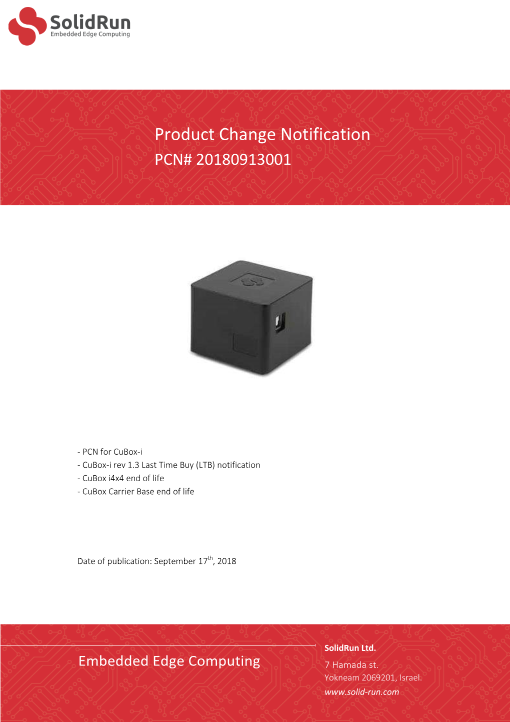 Product Change Notification PCN# 20180913001