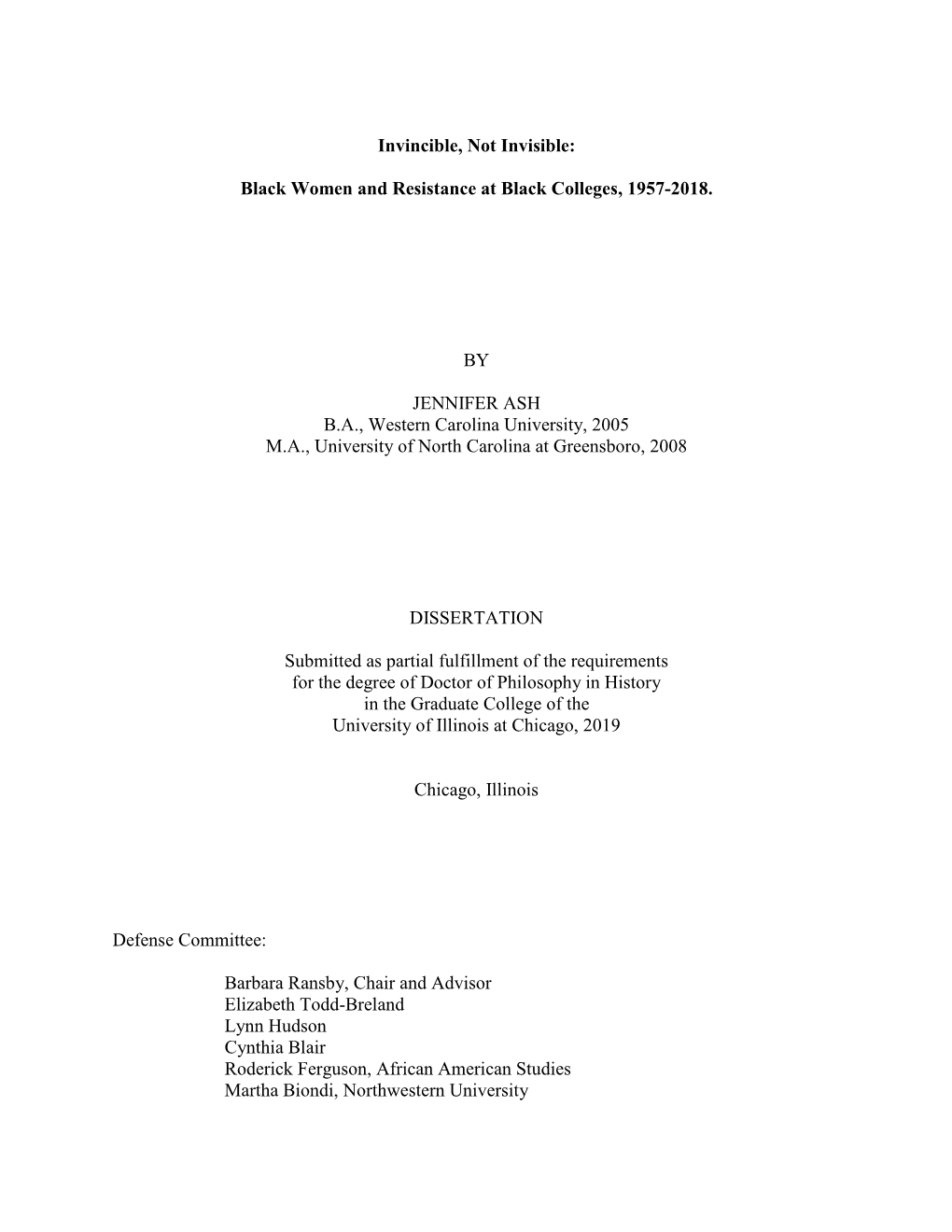 Black Women and Resistance at Black Colleges, 1957-2018. BY