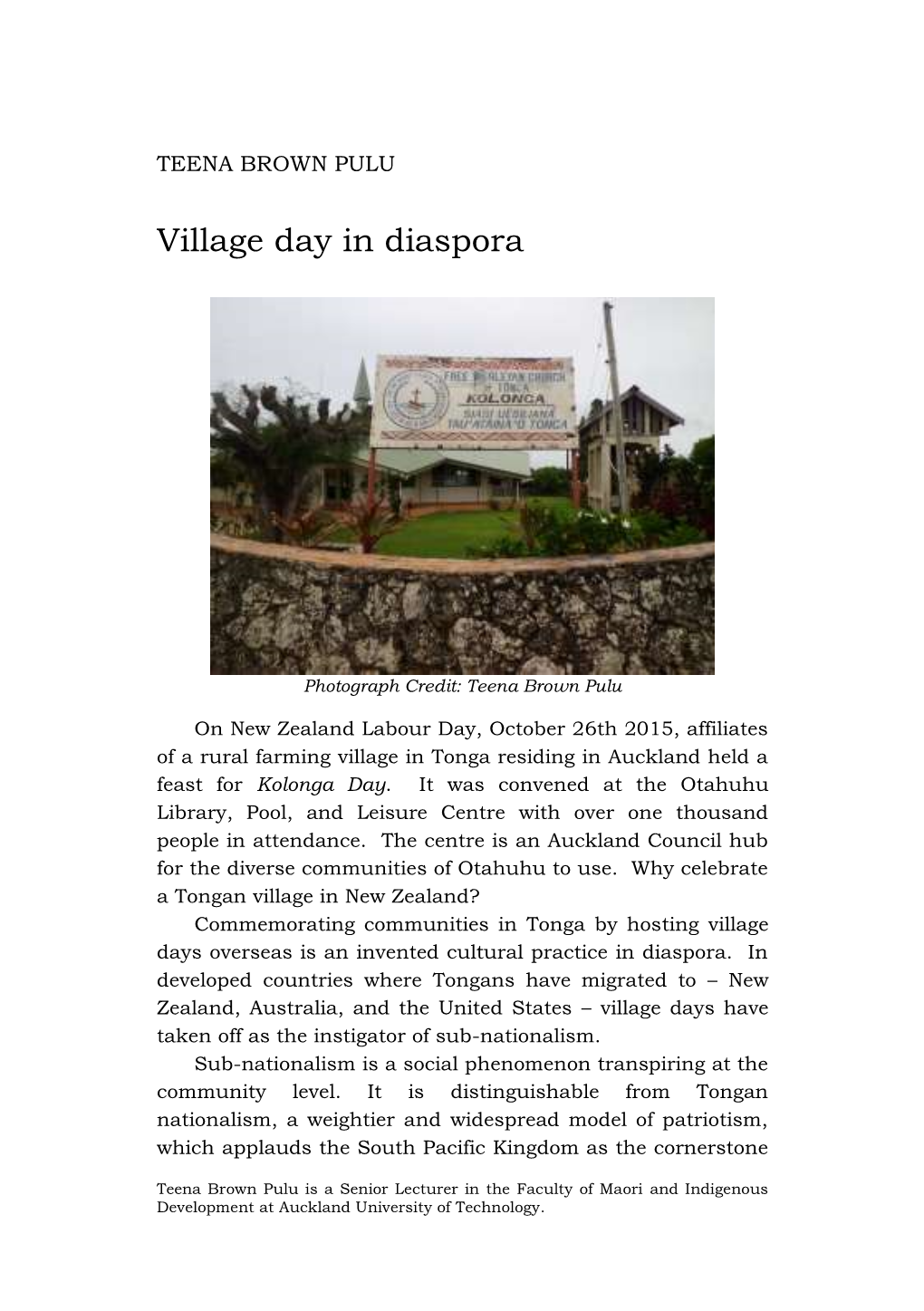 Village Day in Diaspora