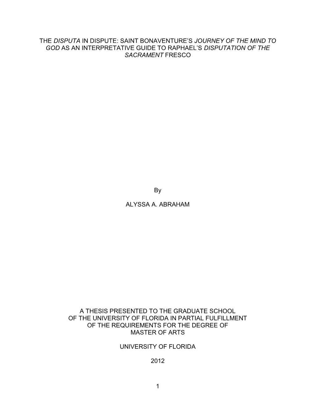 University of Florida Thesis Or Dissertation Formatting