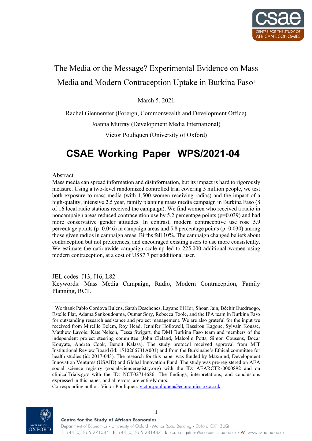CSAE Working Paper WPS/2021-04