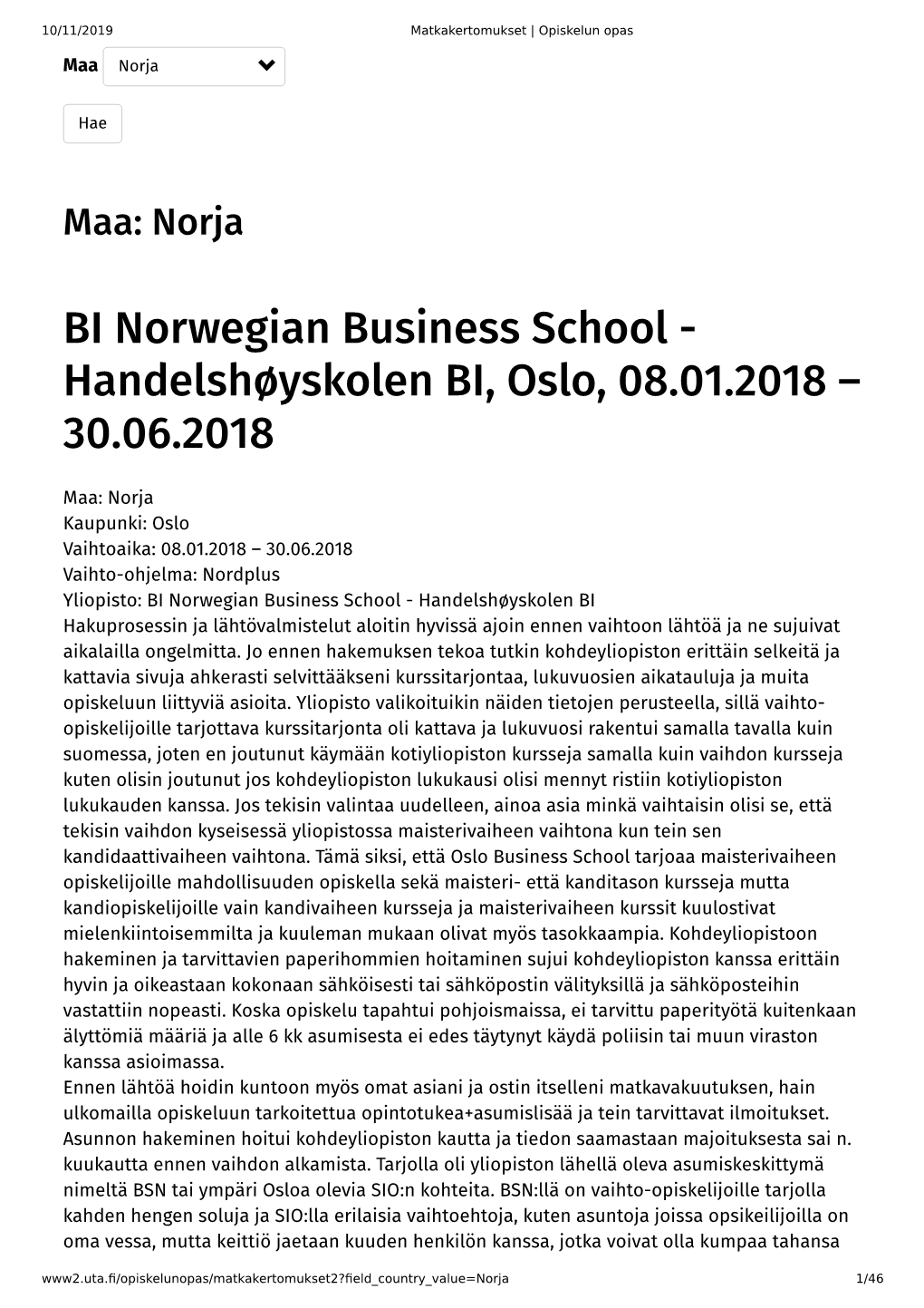 BI Norwegian Business School - Handelshøyskolen BI, Oslo, 08.01.2018 – 30.06.2018