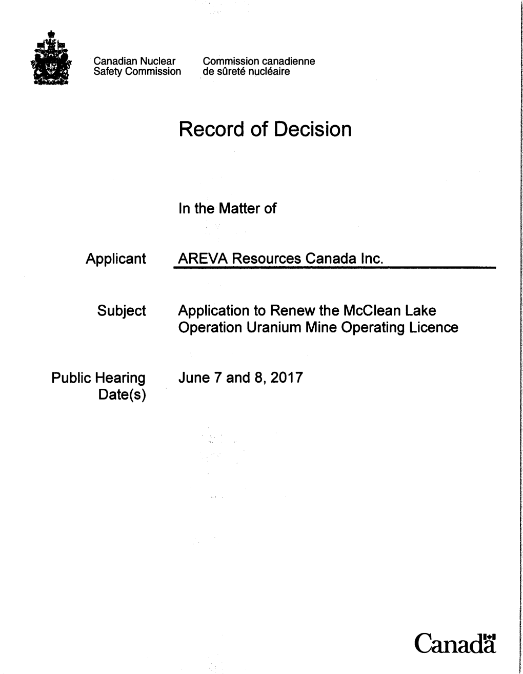 AREVA Resources Canada Inc