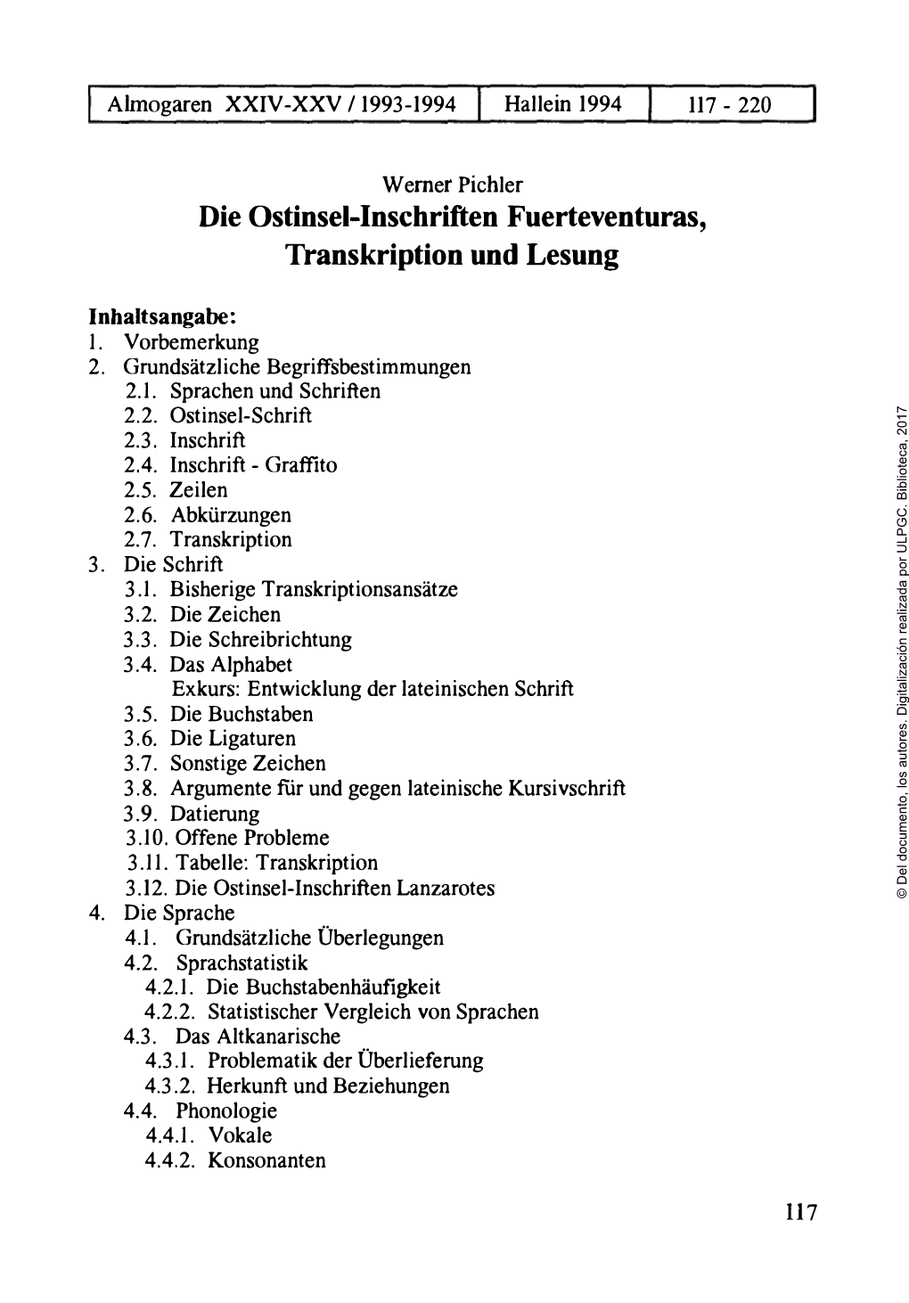 Die Ostinsel-Inschriften Fuerteventuras, Transkription Und