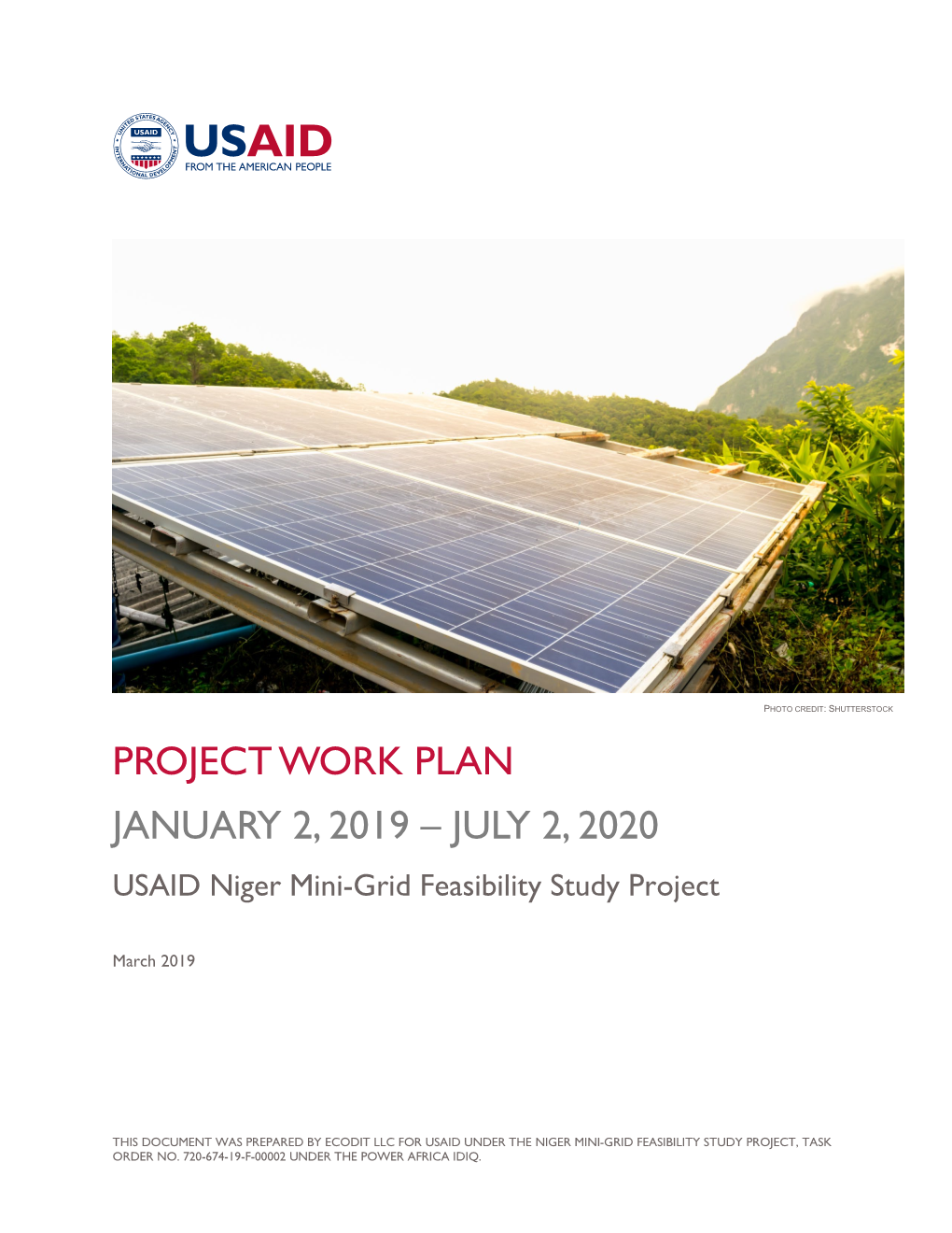 Work Plan (Niger Mini-Grid Feasibility Project)