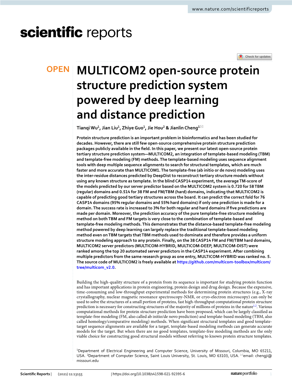 MULTICOM2 Open-Source Protein Structure Prediction System